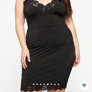 Satin Laced Black Dress